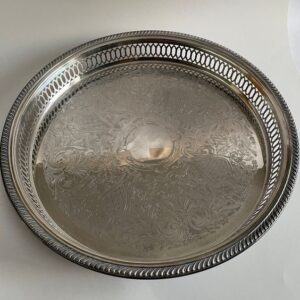 German Silver Tray Round 12 Inch